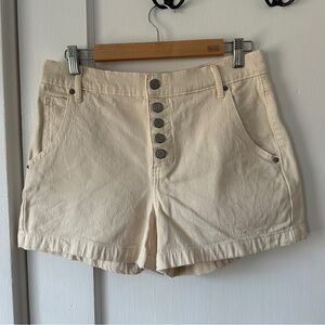 Women’s high waisted button up shorts cream Banana Republic denim size 6/28